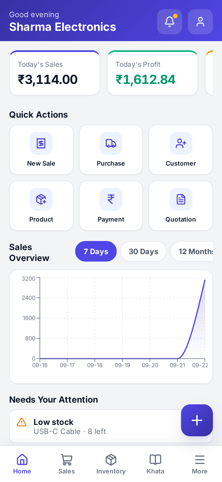 BizBahi GST billing app dashboard